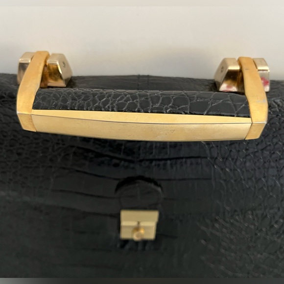 Vintage Genuine Reptile Embossed Patent Leather Small Briefcase/Shoulder Bag - Picture 14 of 16